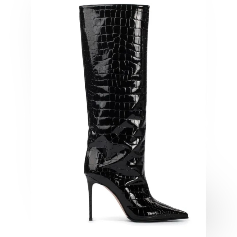 Eva 120mm croc-embossed leather boots